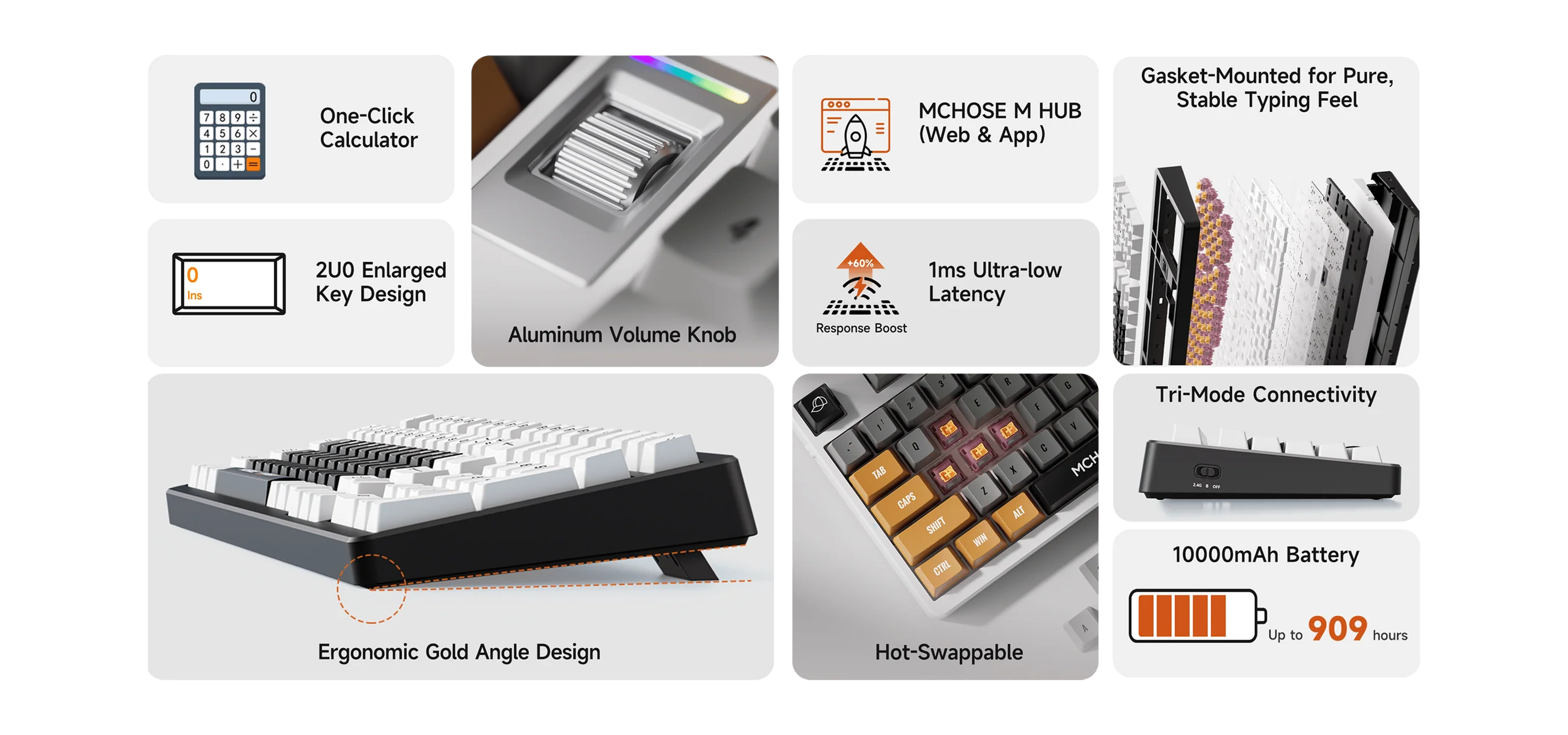 MCHOSE x Unbox Therapy UT98 98% Tri-Mode Wireless Gasket Mount Mechanical Keyboard
