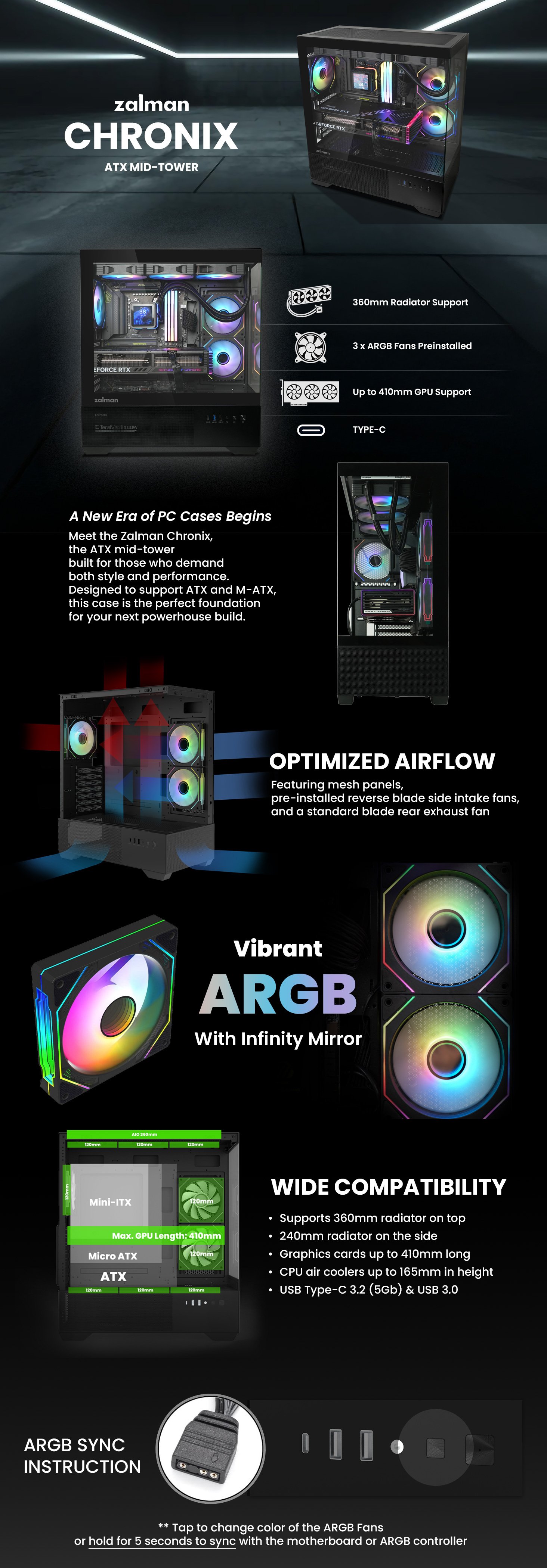 zalman chronix atx mid tower pc case