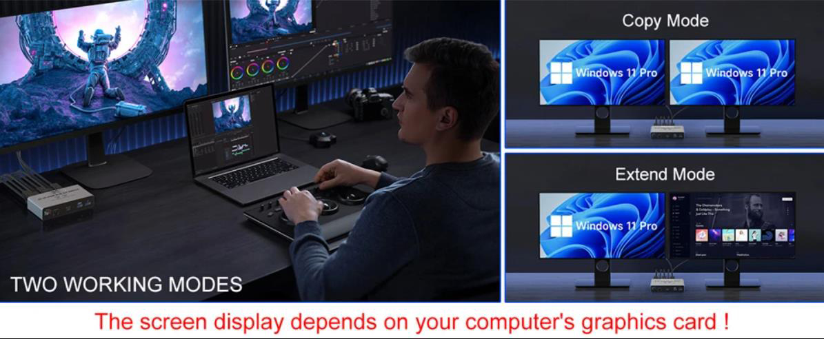 HDMI + Displayport KVM Switch 2 Computers 2 Monitors, Aluminum 8K@60Hz Dual Monitor KVM Switcher