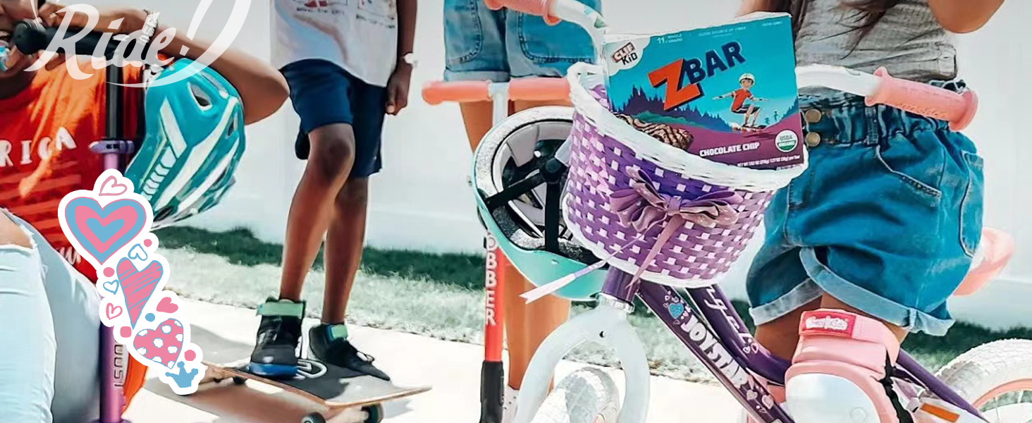 joystar kids bike boy girl children youth bicycle toddler training wheels basket low-step frame