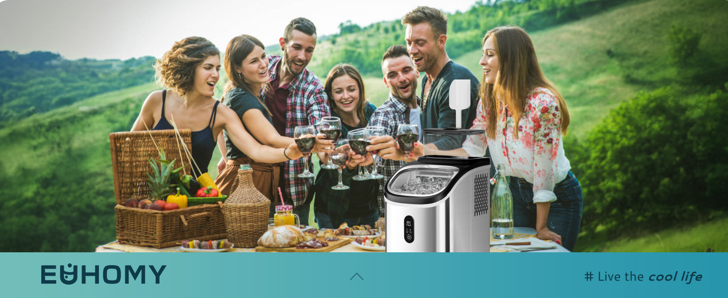 Euhomy IM005CSI Silver Countertop Portable Cube Ice Maker