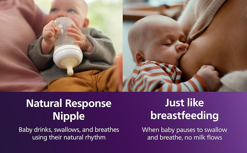 Philips Avent Natural Baby Bottle With Natural Response Nipple, Purple, 9oz 4pk