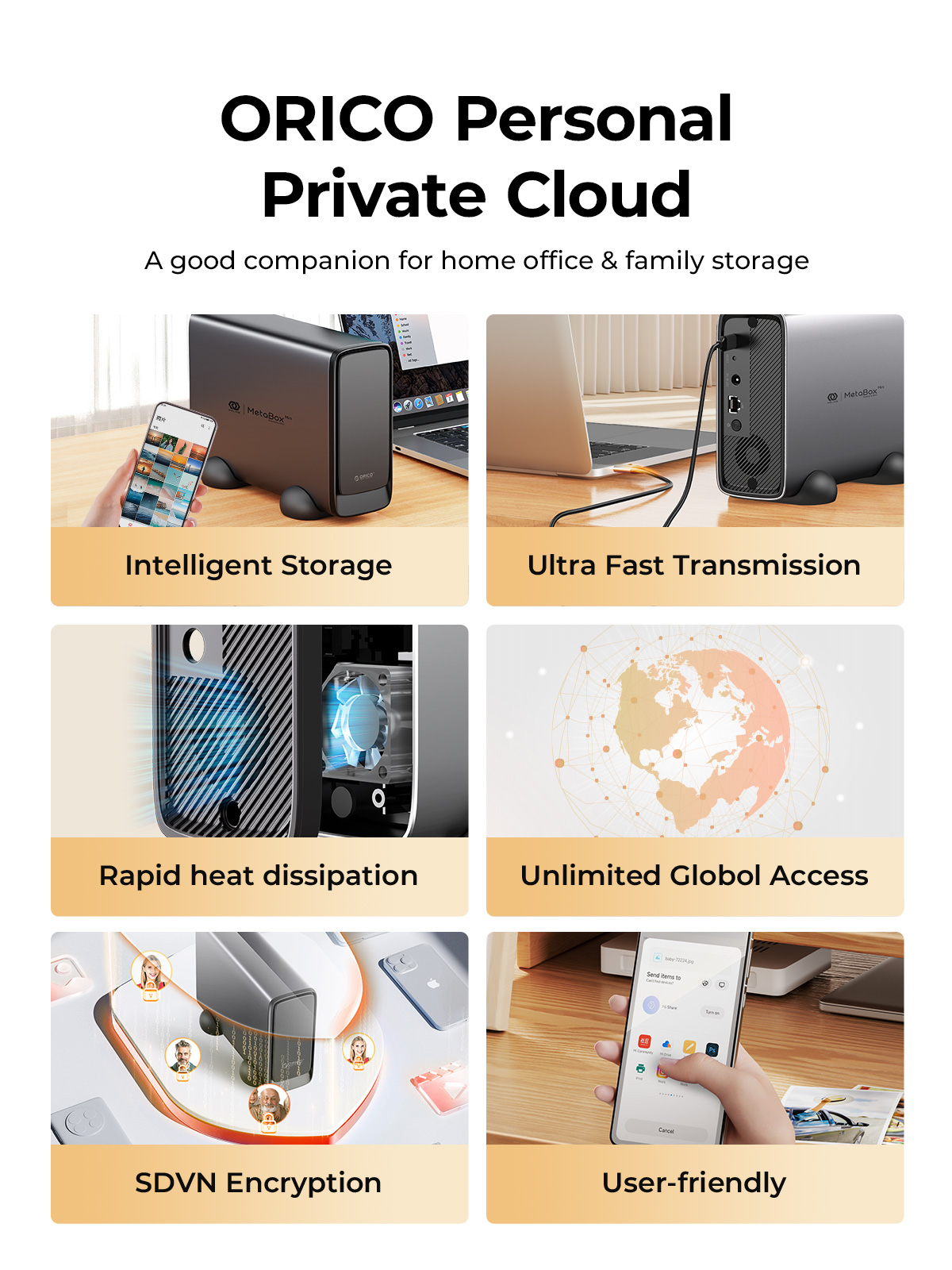 ORICO MetaBox Mini NAS Storage Personal Media Center for 3.5" HDD Networkable Enclosure (CD3520)