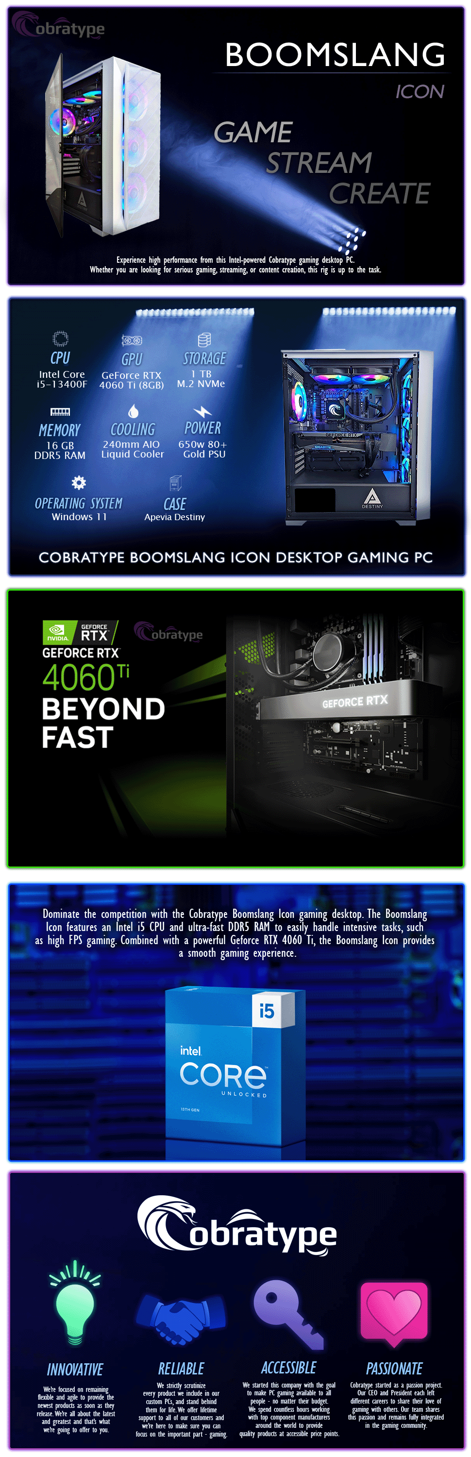 NEW!!! Intel Core i5 13400 NVIDIA RTX 4060 Gaming PC AC415