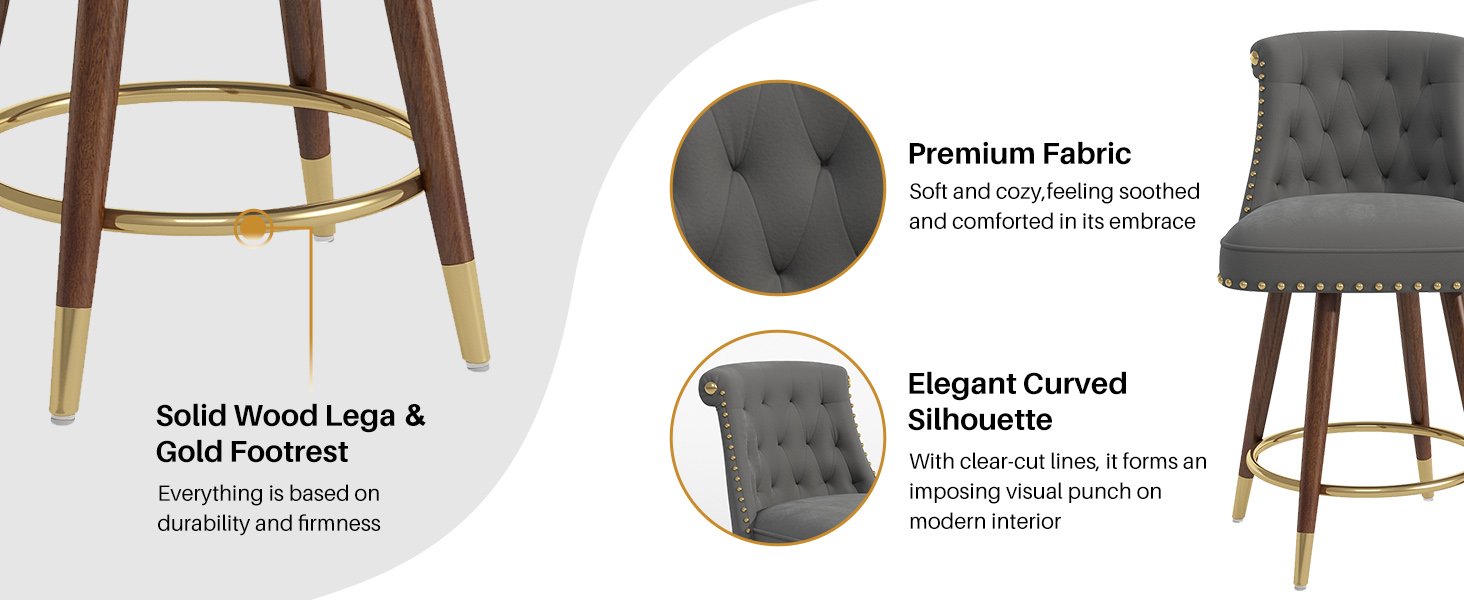 Counter Stool with Wood Legs