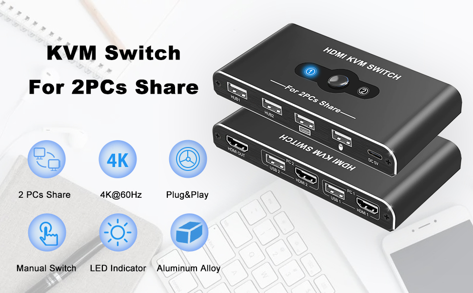 2 PCs Share 4 USB Devices and 1 Monitor