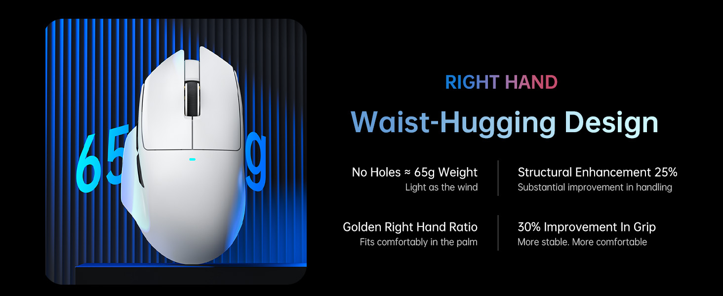 65g SUPERLIGHT Mouse with Magnetic Charging Dock, PixArt PAW3311 Gaming Sensor