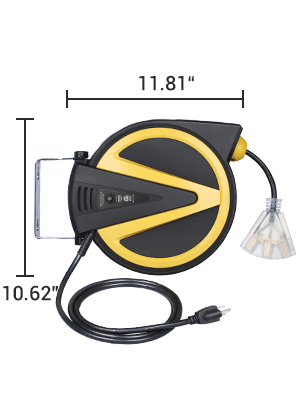 DEWENWILS Retractable Extension Cord Reel, 50FT-Heavy Duty Electric Cord  Reel, 14/3AWG SJTW, New Slow Auto Return Technology, Ceiling/Wall Mount 