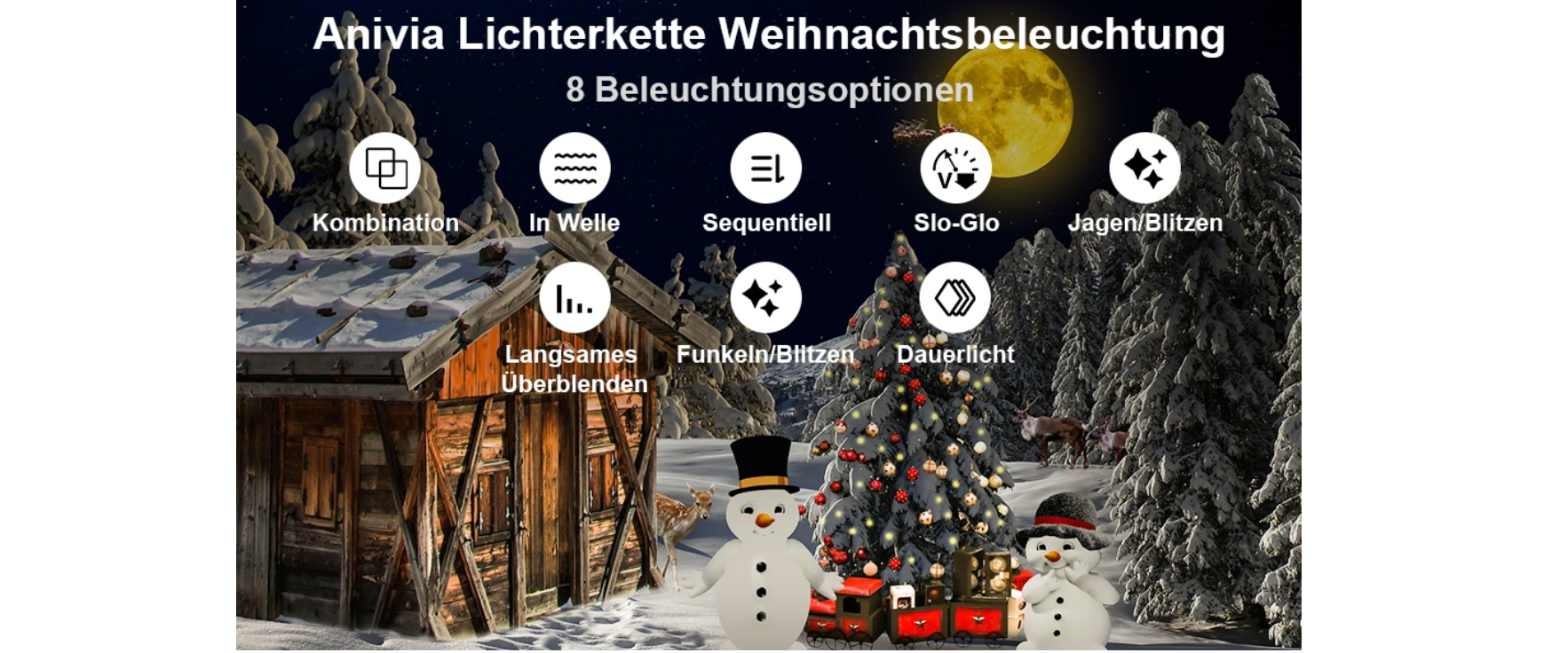 Warm white LED waterfall string lights,8 lighting modes remote timer,Christmas holiday decor