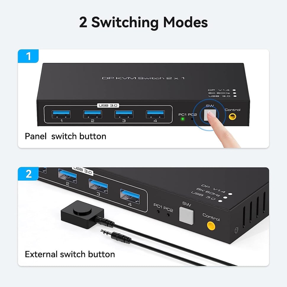 8K DisplayPort KVM Switch