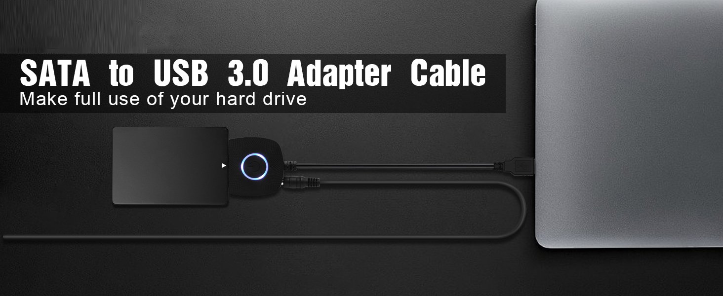 SATA to USB 3.0 Adapter with Power Supply, SSD to USB Adapter External Hard Drive Adapter Cable, USB