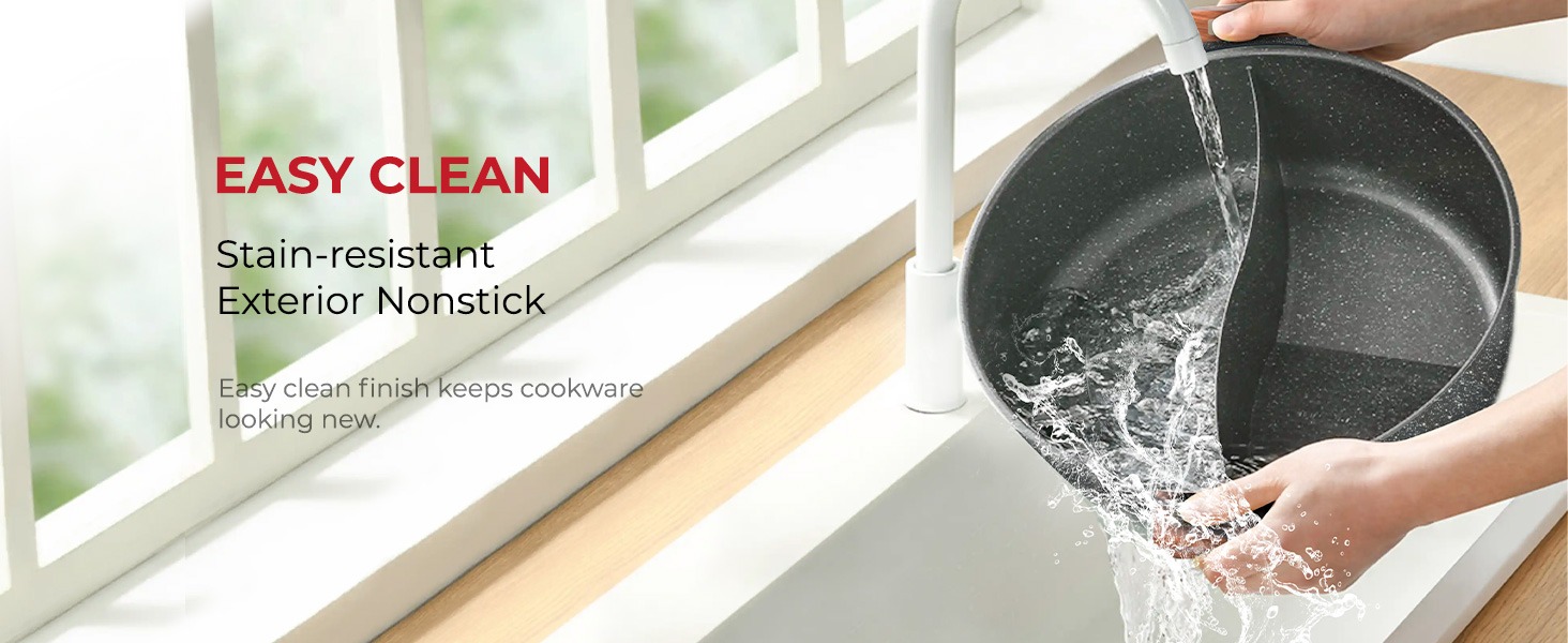 Rosewill 4.2QT Double Flavor Non-sticking Shabu Shabu Hot Pot with Divider - Dark Gray