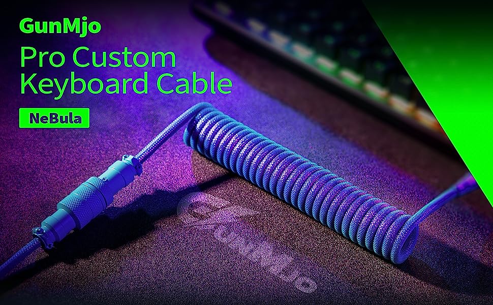 GUNMJO Pro Custom Coiled USB C Cable for Gaming Keyboard, Double