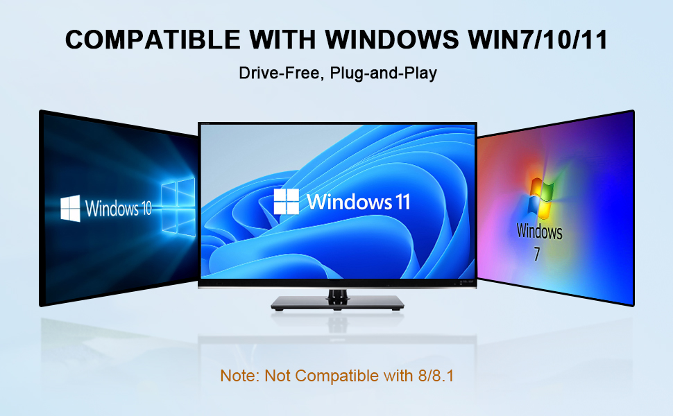 Plug and play - drive-free installation Driveless installation - compatible with Windows 7/10/11. Mi