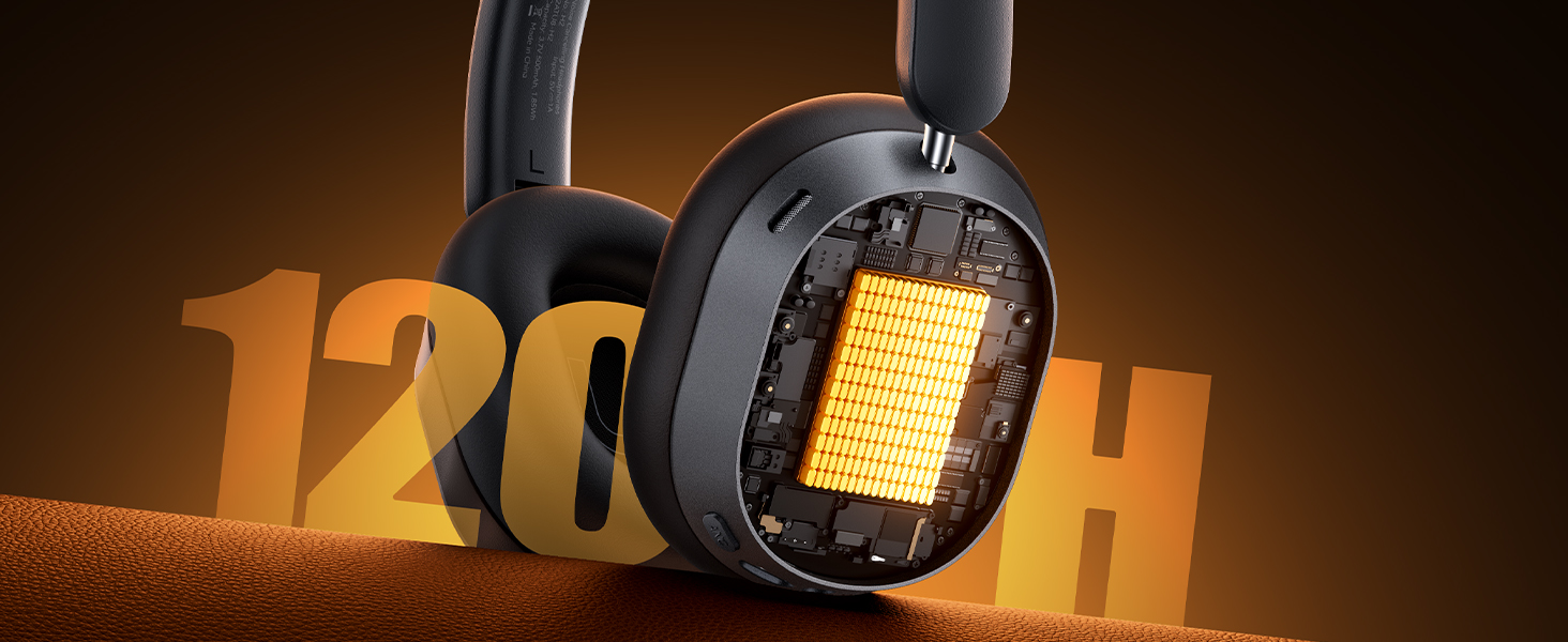 Active Noise Cancelling Headphones,120H Playtime Bluetooth 6.0 Wireless Headphones