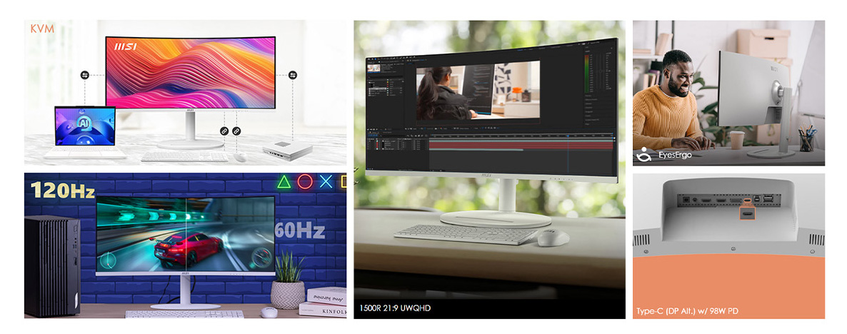 MSI Modern MD342CQPW Curved Computer Monitor