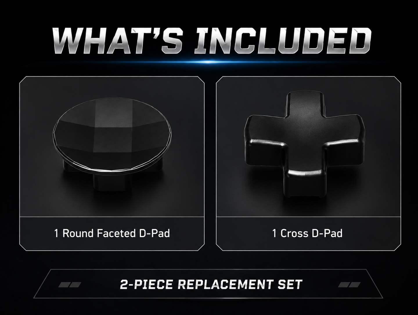 2-piece d-pad set, round d-pad, cross d-pad, replacement d-pad kit