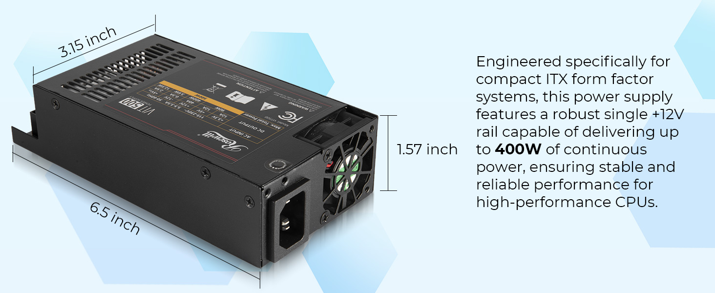 Rosewill VIT 500W Mini ITX/Flex ATX / 1U Fully Modular Power Supply
