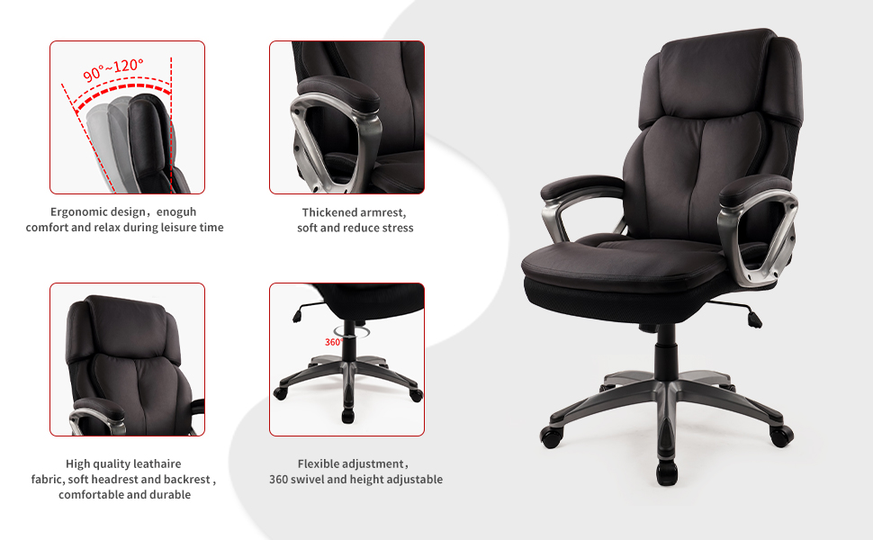 CLATINA Ergonomic Big & Tall Executive Office Chair with Fabric