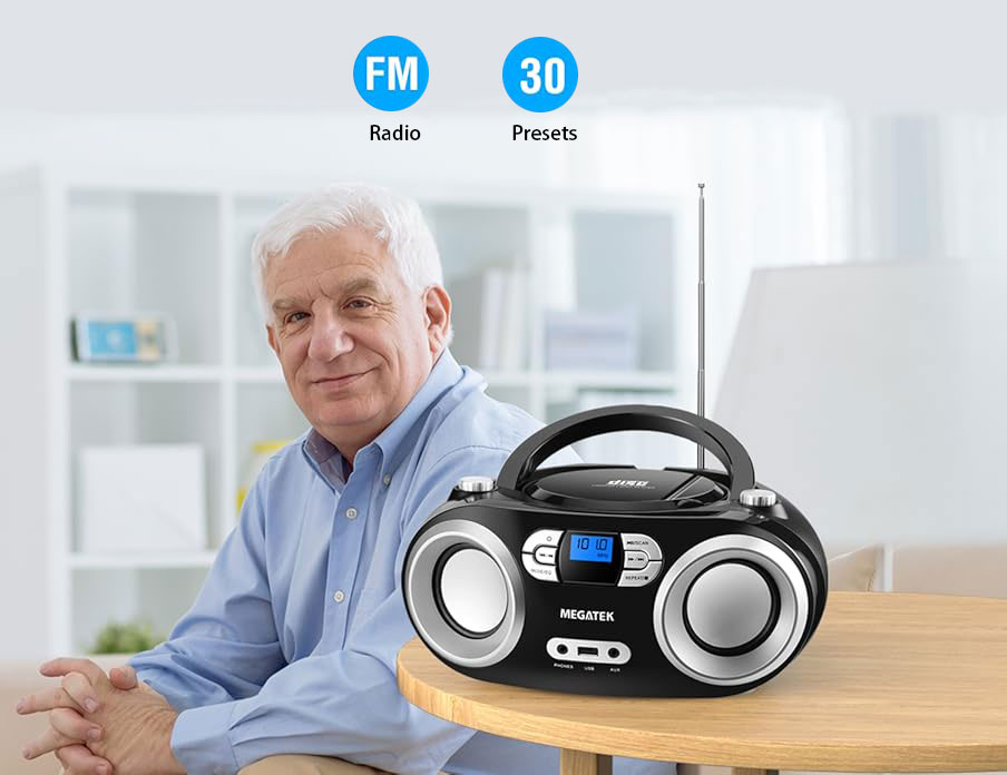 MEGATEK CB-M25BT Portable CD Player Boombox with FM Radio