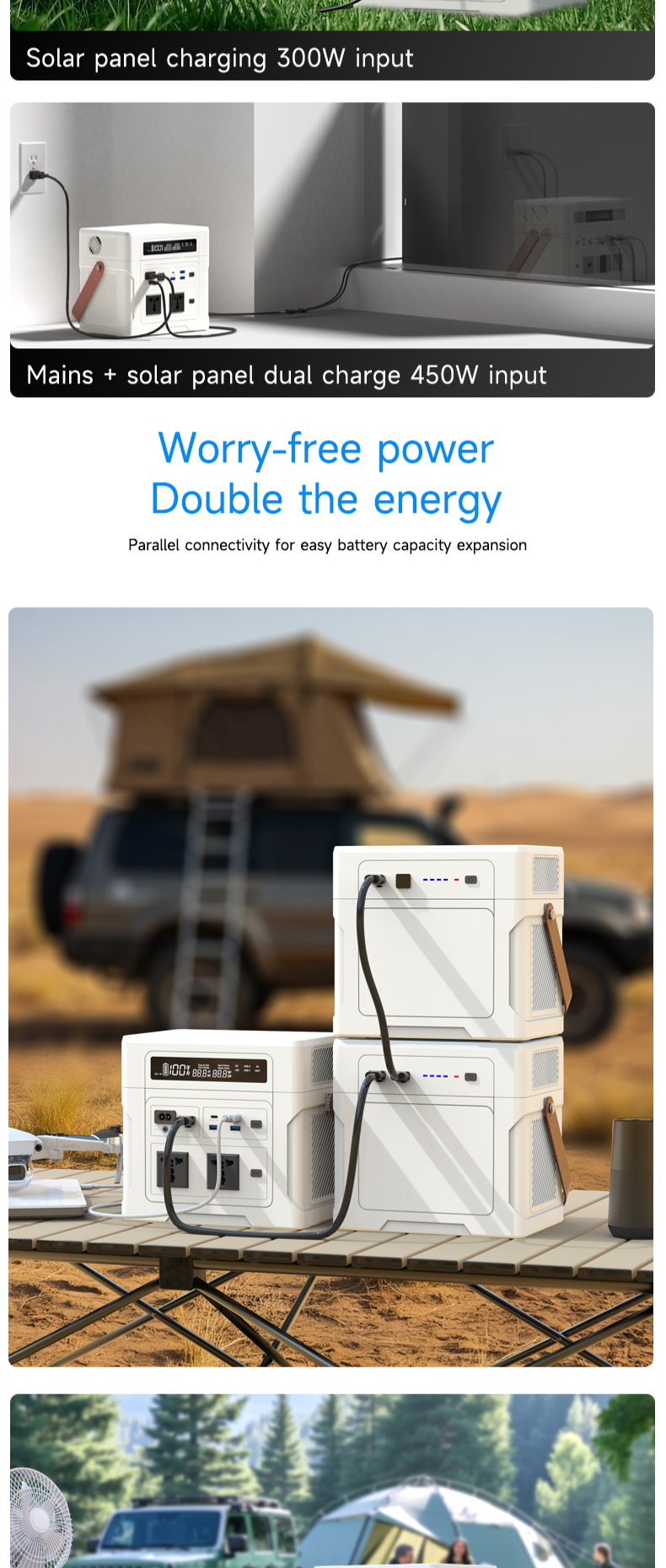 UAPOW Portable Power Station ZP1000, 902Wh LiFePO4 (LFP) battery, solar generator, 600W AC output, s