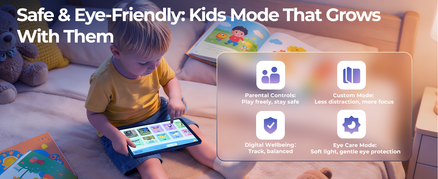 Safe & Eye-Friendly: Kids Mode That Grows With Them