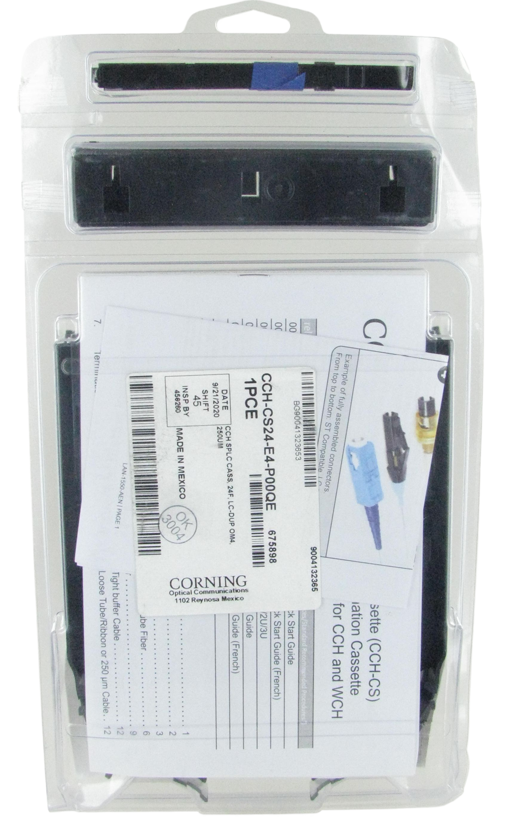 Corning CCH-CS24-E4-P00QE 24-fiber LC duplex OM4 pigtailed splice cassette