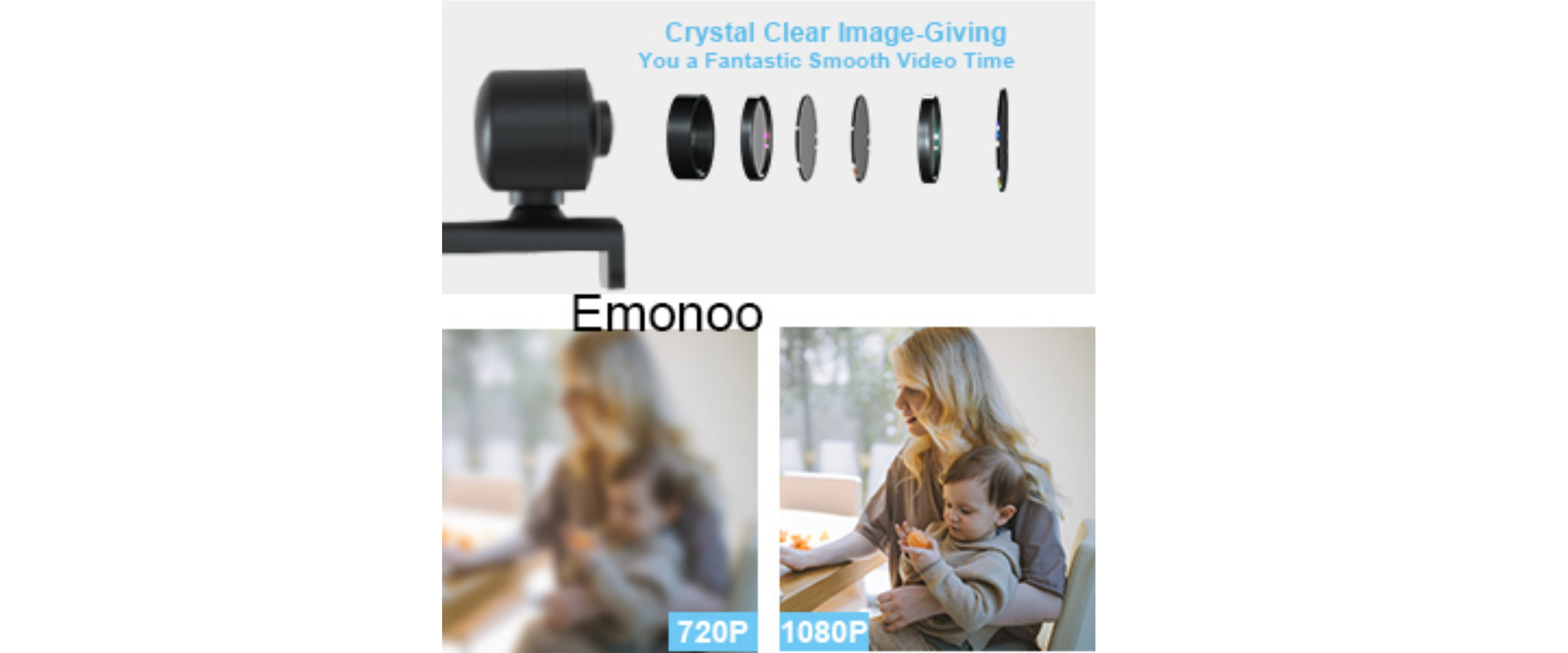 Full HD 1080P webcam, multi-layer lens, crystal clear image