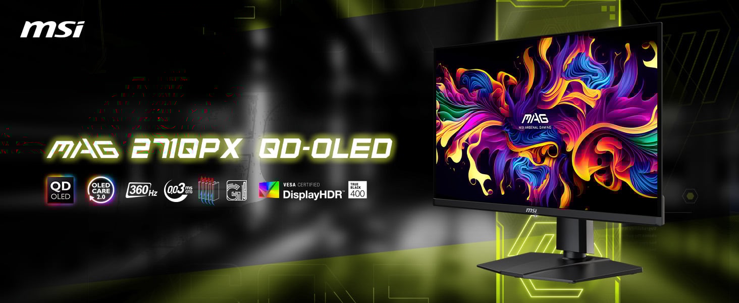 MSI MAG 271QPX QD-OLED USB-C OLED Gaming Monitor