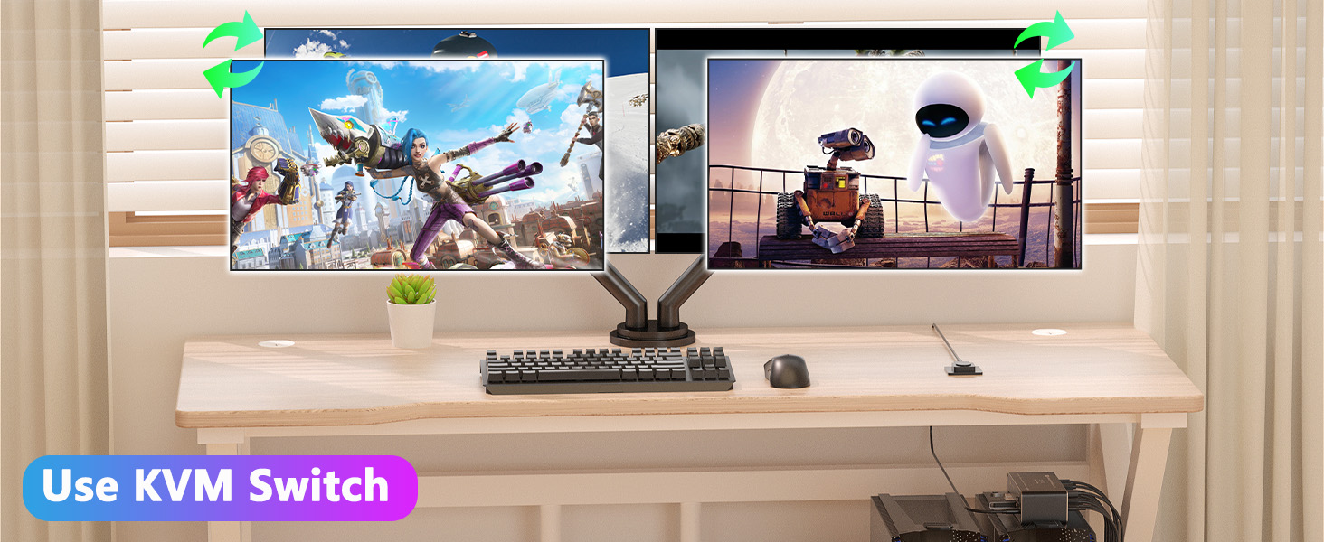 KVM Switch 2 Monitors 2 Computers, 8K@60Hz HDMI + Displayport KVM Switch