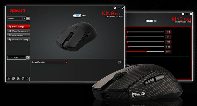 Redragon M916 Wireless 49G Ultra-Light Gaming Mouse 45K DPI Remapping Keys | Carbon Fiber Design, St