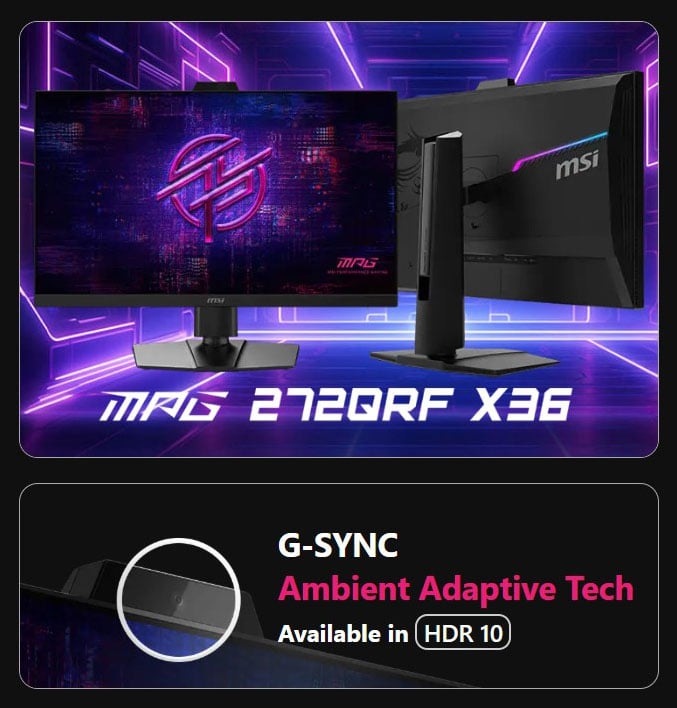 MSI MPG 272QRF X36 27” WQHD Gaming Monitor