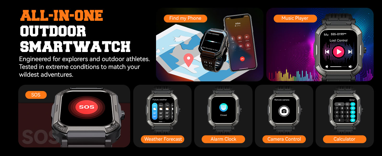 Military Smart Watches for Men (Answer/Make Calls), 1.91'' Fitness Smart Watch for Android & iPhone,