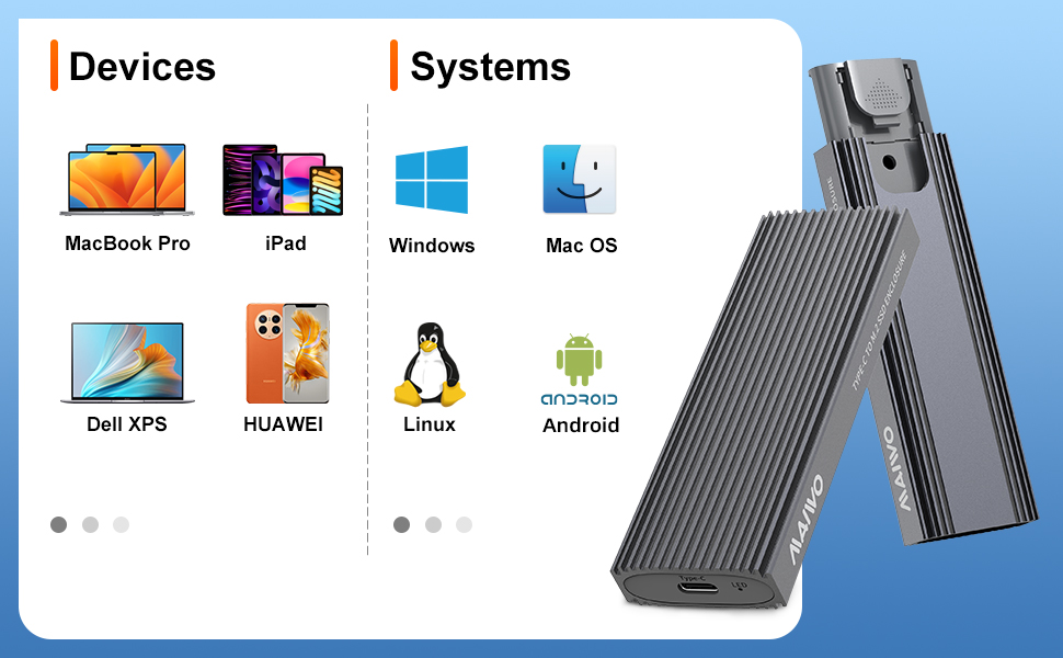 USB 3.2 Gen 2 (10 Gbps) to NVME PCI-E SATA M-Key/(B+M) Key Solid State Drive External Enclosure
