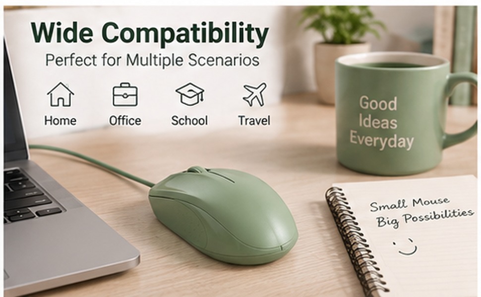 Silent Wired Mouse, 1200 DPI Ergonomic USB Computer Wired Mouse for Office & Home, Plug & Play, Wire