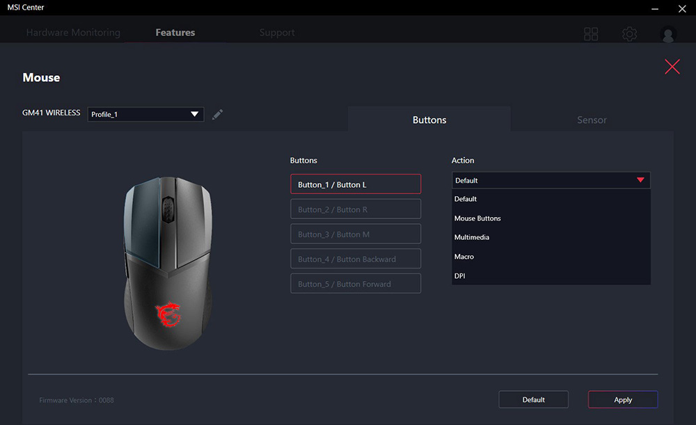 MSI VERSA 300 Wireless Gaming Mouse