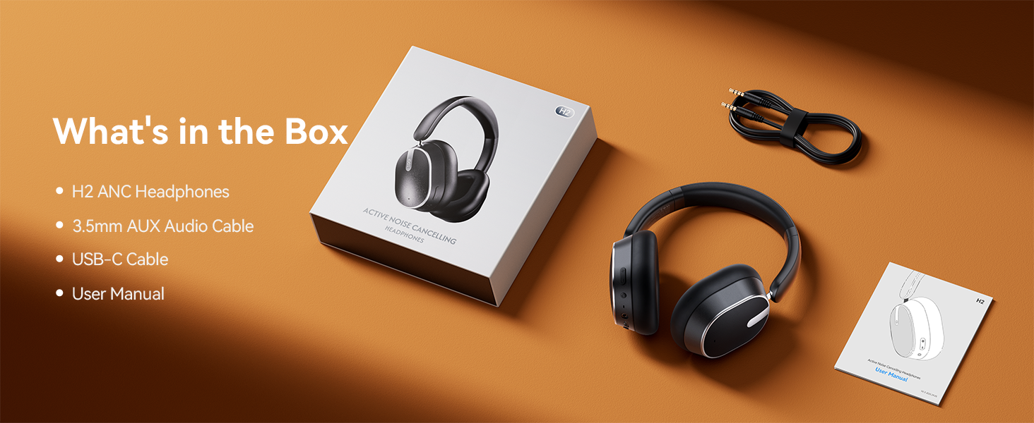 Active Noise Cancelling Headphones,120H Playtime Bluetooth 6.0 Wireless Headphones