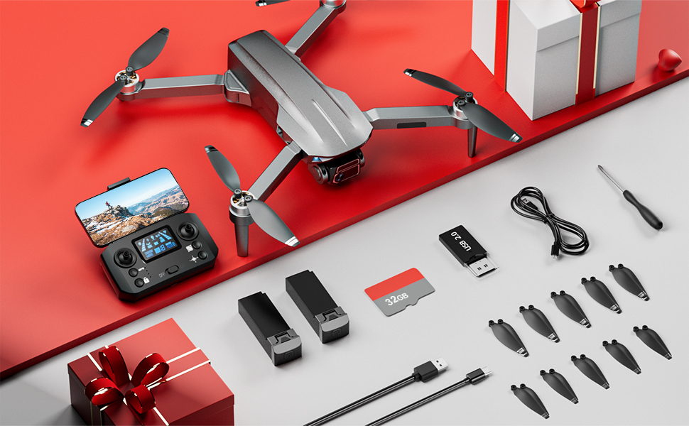 Foldable drone, drone full set accessories, dual batteries, camera quadcopter