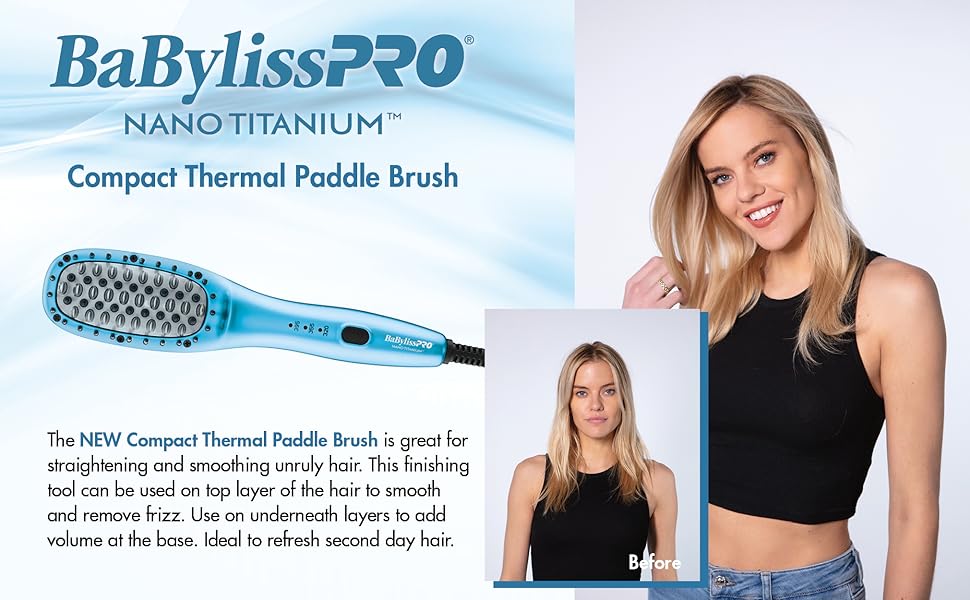 BaBylissPRO Nano Titanium™ Compact Thermal Paddle Brush