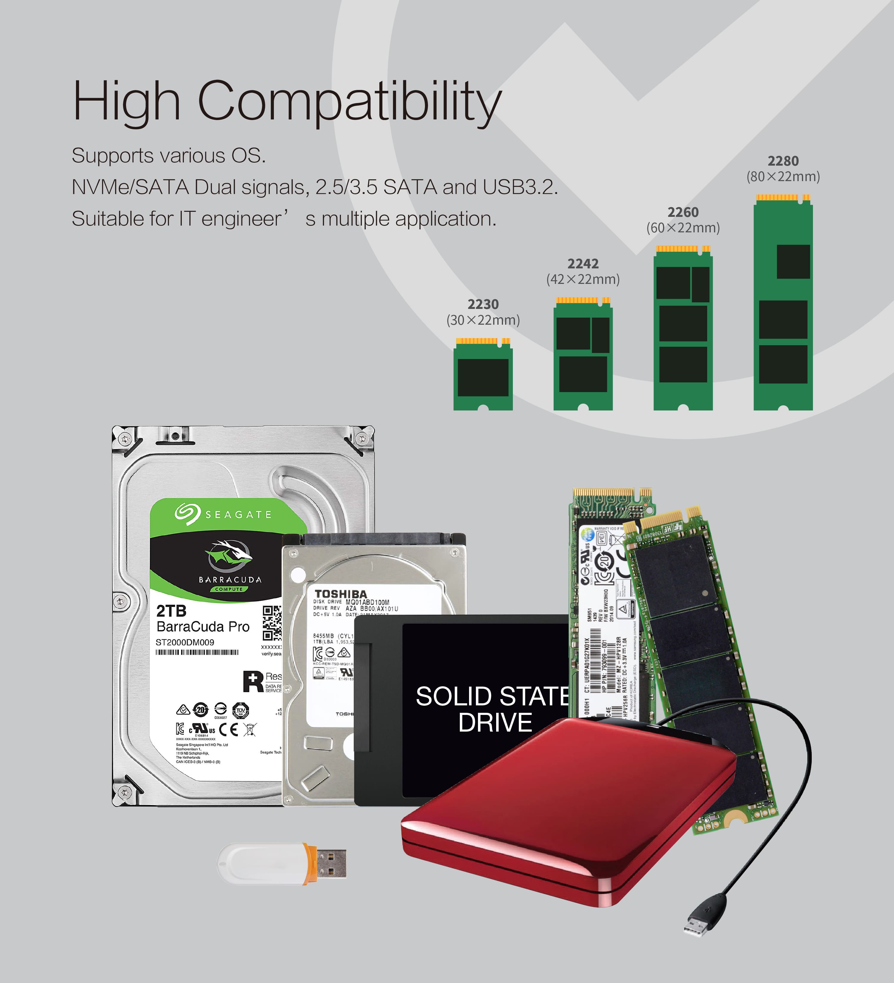 JM-D2 M.2 NVME SATA USB3.2 Docking Station