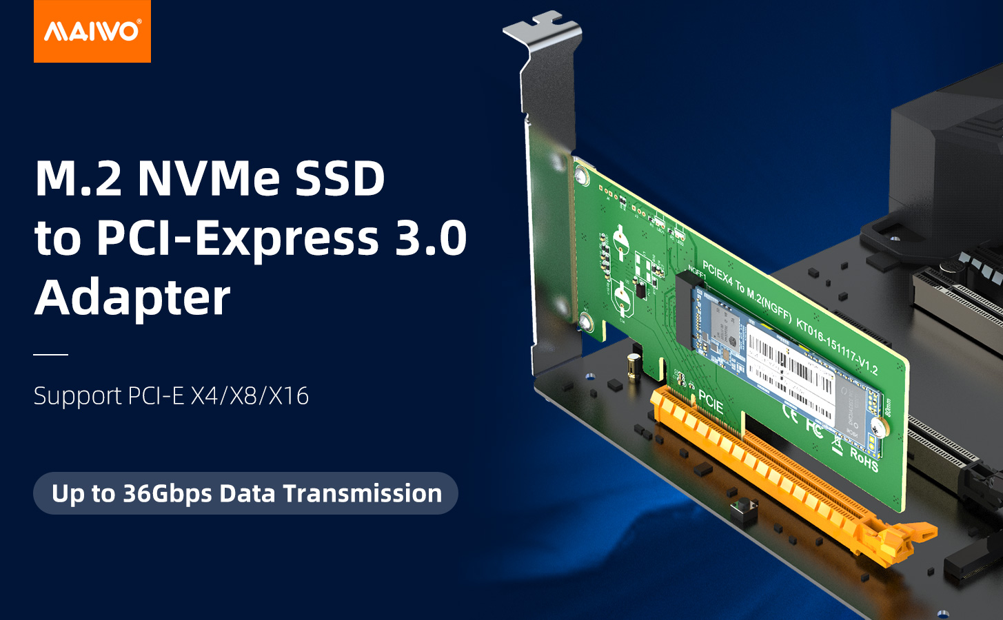 MAIWO M.2 NVMe PCIex4 Adapter, PCI-E PCI Express Converter