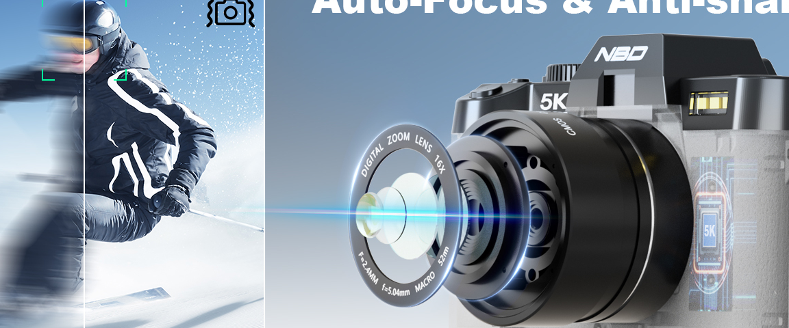 5K flip screen digital camera with four video modes slow motion time lapse loop recording
