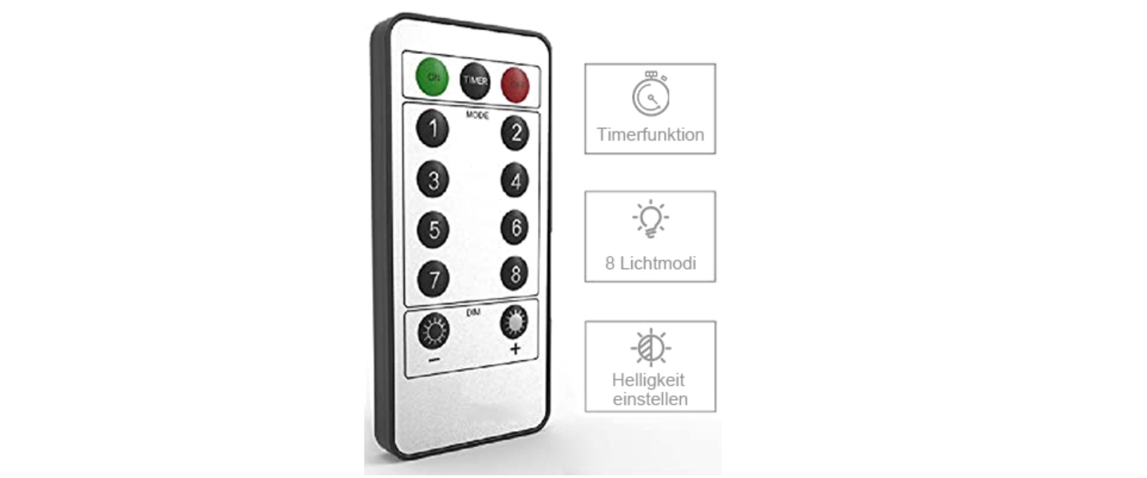 String light remote control,timer function,8 light modes,adjustable brightness