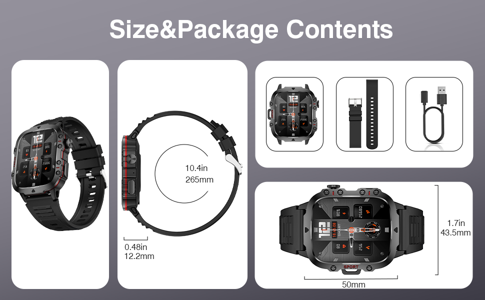 Blood Pressure Watch Men, IP68 Waterproof Blood Pressure Watch, 1.96" High-Resolution Touch Screen S