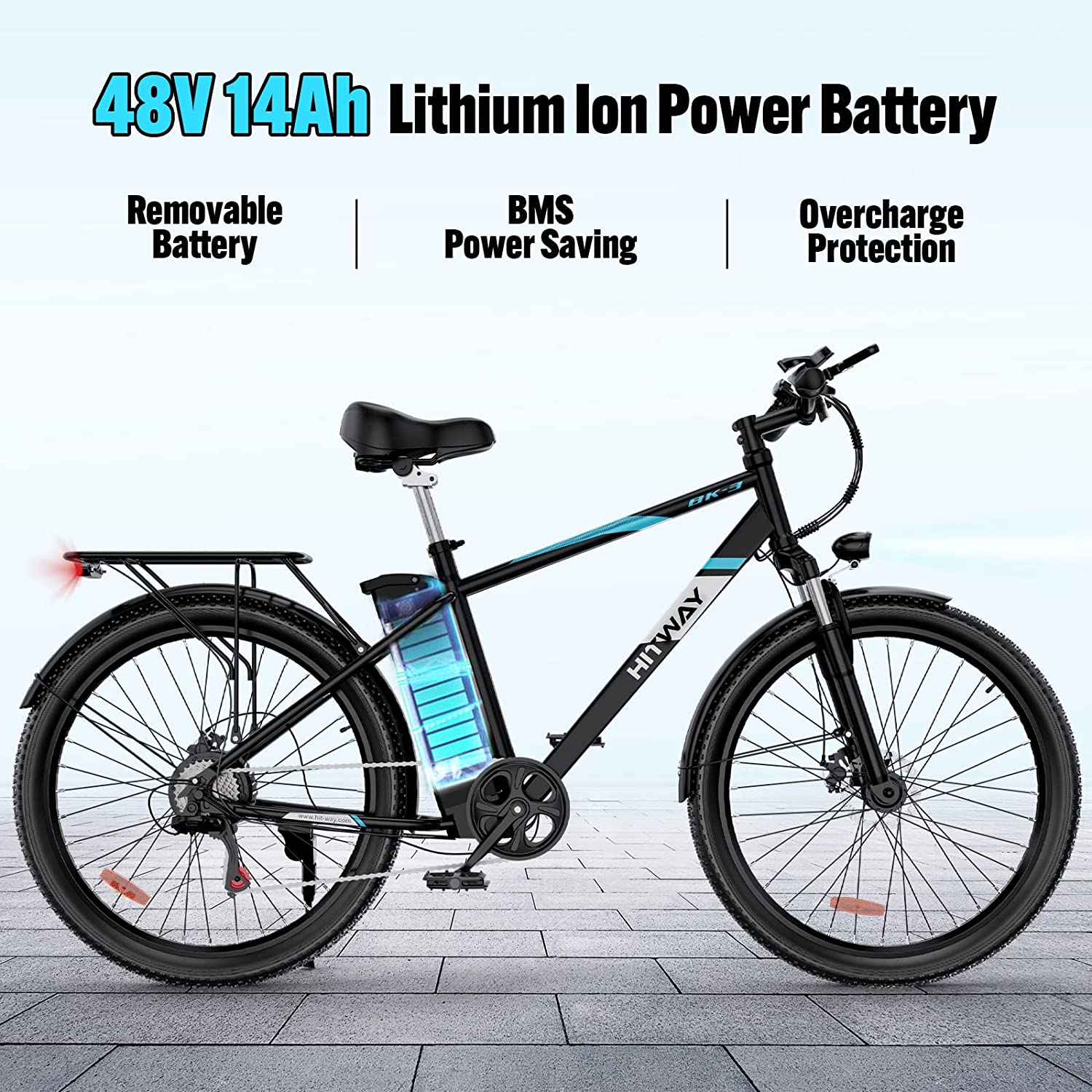 Hitway Electric Bike For Adults, 750w 48v 14ah Ebike With Removable 