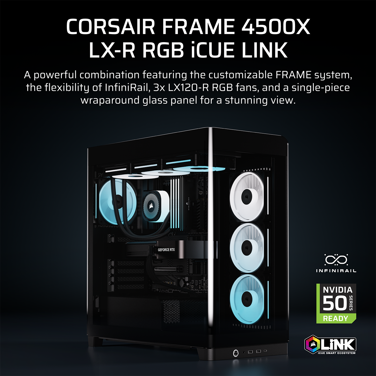 CORSAIR FRAME 4500X RS-R ARGB Panoramic Glass Mid-Tower PC Case - White