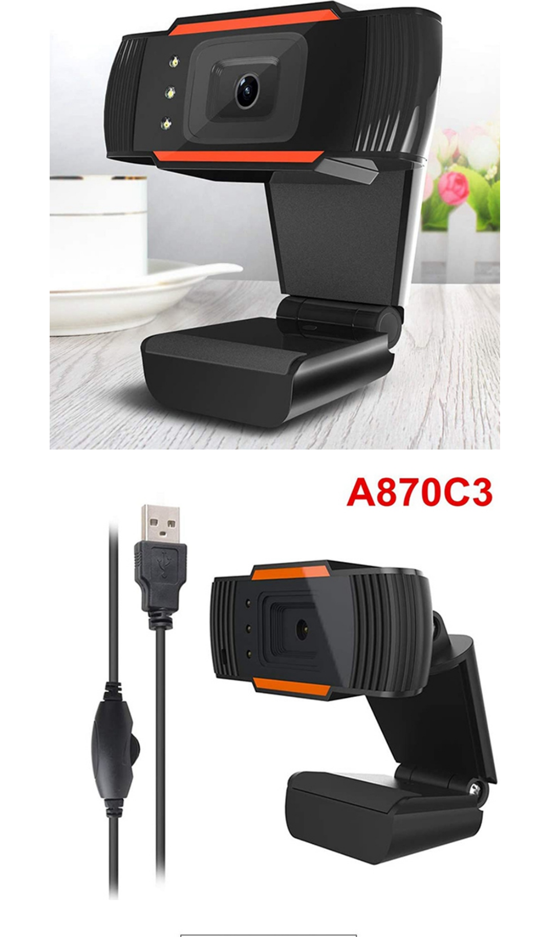 480P USB2.0 Webcam Camera with Mic Night Vision Web Cam For PC Laptop Web  Ca-YN 
