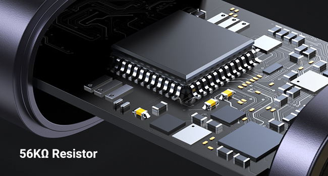 The built-in 56 Resistor assures the safety of using this cable. Overcurrent, overvoltage, overheat