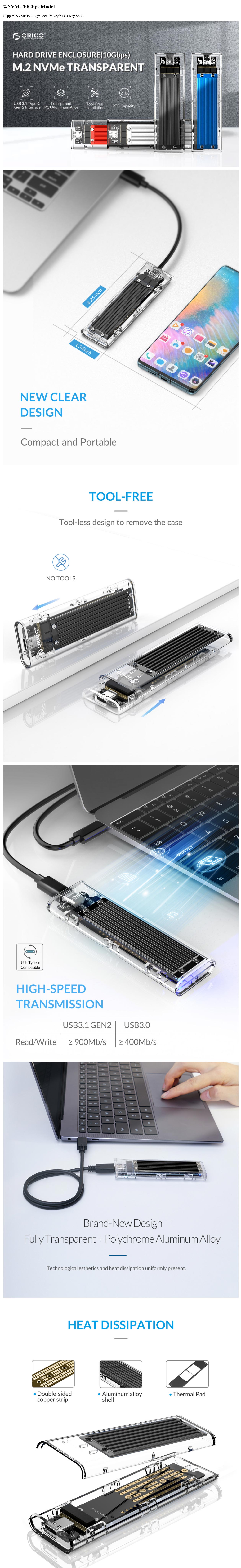 MKTECH - Disque dur externe SSD M.2 USB 3.1 TYPE-C 1 TERA