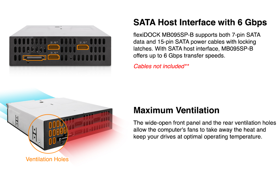 ICY DOCK FlexiDOCK MB095SP-B 2 X 2.5" & 1 X 3.5" SATA HDD/SSD Removable ...